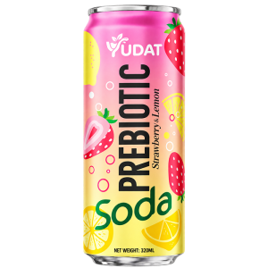 Yudat Prebiotic Soda Strawberry Lemon Juice Drink 320ml Can