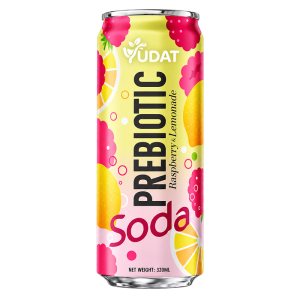 Yudat Prebiotic Soda Raspberry Lemonade Juice Drink 320ml Can